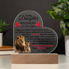 To My Daughter Old Lion – Acrylic Heart Plaque